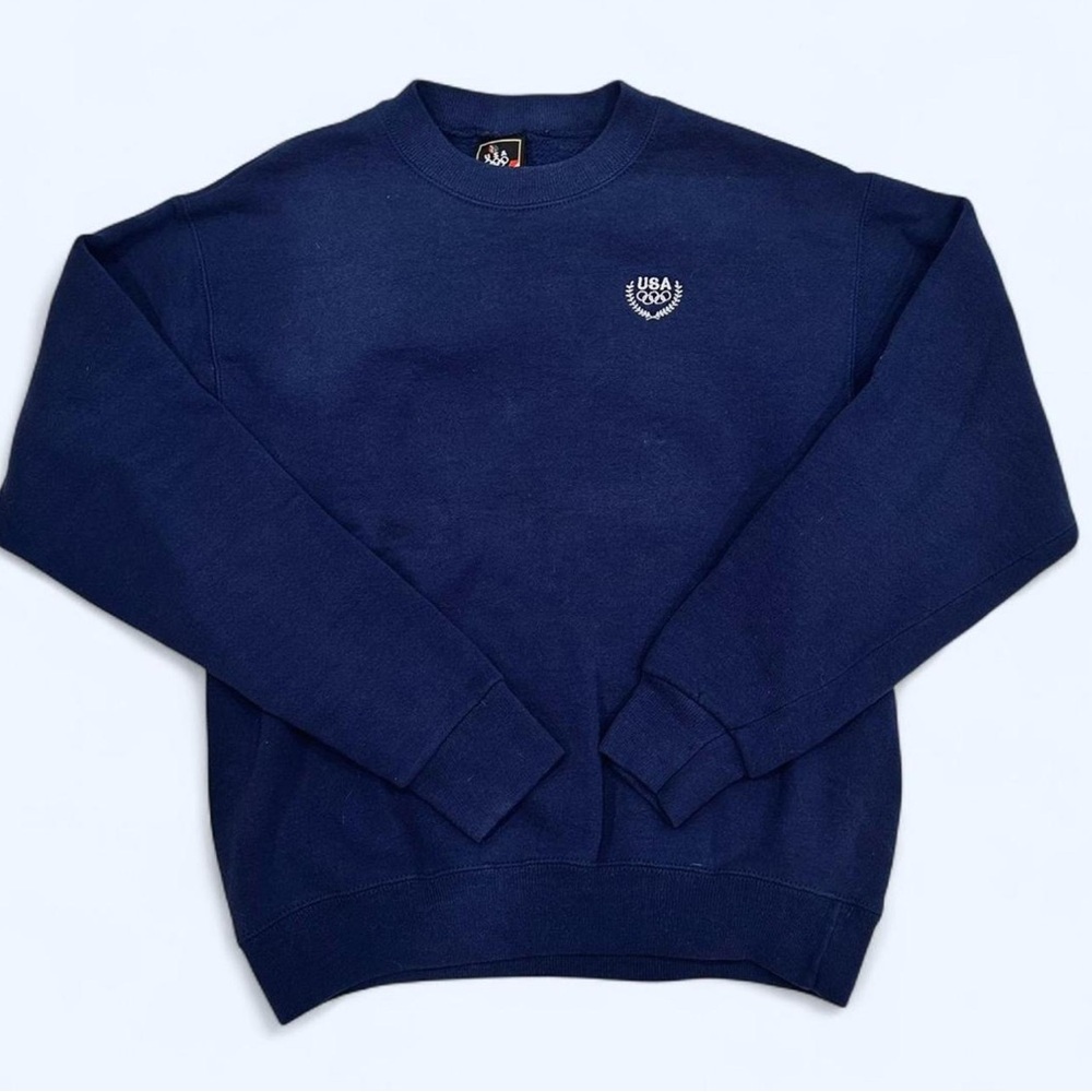 VINTAGE 80s Men's Navy USA Olympics Sweater